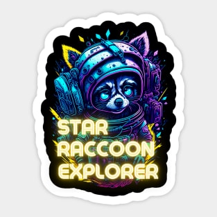 Galactic Raccoon Astronaut - Neon Space Explorer Sticker